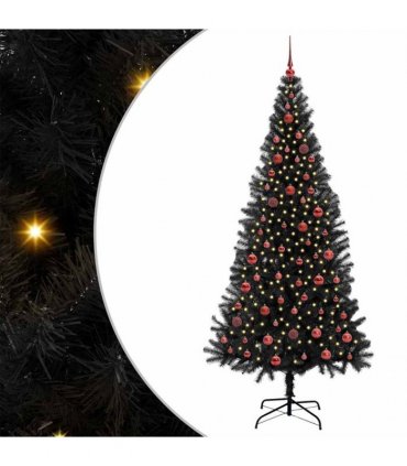 vidaXL Christmas Tree with LED Light Black 210 cm PVC and Steel