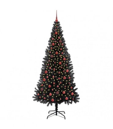 vidaXL Christmas Tree with LED Light Black 210 cm PVC and Steel