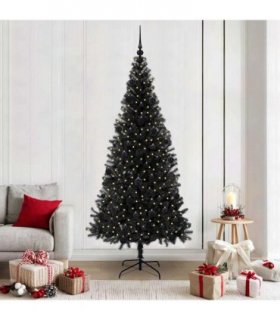 vidaXL Christmas Tree with LED Light Black 210 cm PVC and Steel