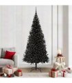 vidaXL Christmas Tree with LED Light Black 210 cm PVC and Steel