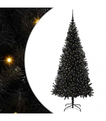 vidaXL Christmas Tree with LED Light Black 210 cm PVC and Steel