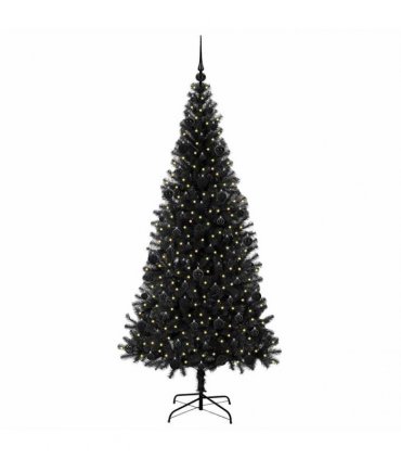 vidaXL Christmas Tree with LED Light Black 210 cm PVC and Steel