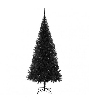 vidaXL Christmas Tree with LED Light Black 210 cm PVC and Steel