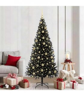 vidaXL Christmas Tree with LED Light Black 210 cm PVC and Steel