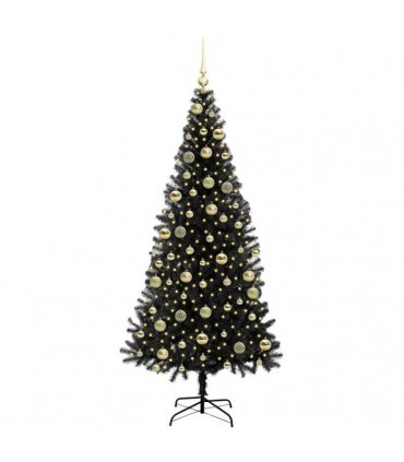 vidaXL Christmas Tree with LED Light Black 210 cm PVC and Steel