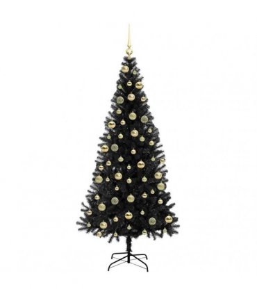vidaXL Christmas Tree with LED Light Black 210 cm PVC and Steel