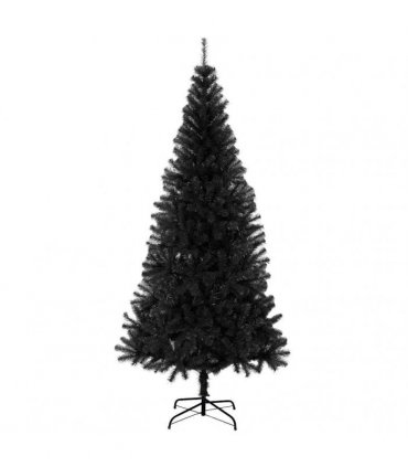vidaXL Christmas Tree with LED Light Black 210 cm PVC and Steel