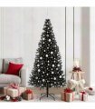 vidaXL Christmas Tree with LED Light Black 210 cm PVC and Steel