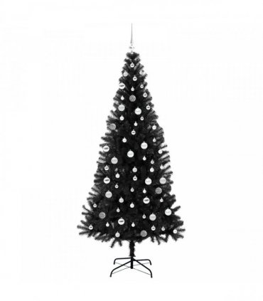 vidaXL Christmas Tree with LED Light Black 210 cm PVC and Steel