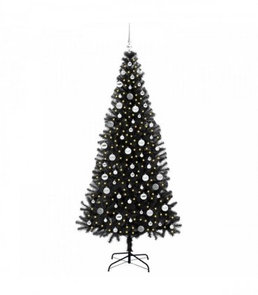 vidaXL Christmas Tree with LED Light Black 210 cm PVC and Steel
