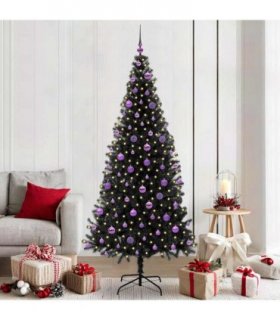 vidaXL Christmas Tree with LED Light Black 210 cm PVC and Steel