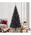 vidaXL Christmas Tree with LED Light Black 210 cm PVC and Steel