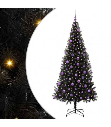 vidaXL Christmas Tree with LED Light Black 210 cm PVC and Steel