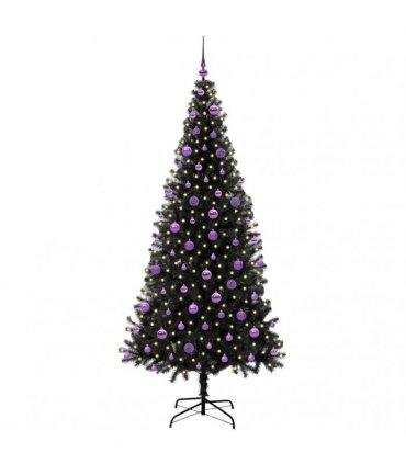 vidaXL Christmas Tree with LED Light Black 210 cm PVC and Steel