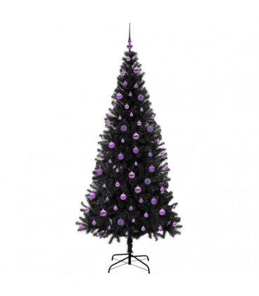 vidaXL Christmas Tree with LED Light Black 210 cm PVC and Steel