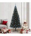 vidaXL Christmas Tree with LED Light Black 210 cm PVC and Steel
