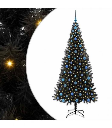 vidaXL Christmas Tree with LED Light Black 210 cm PVC and Steel
