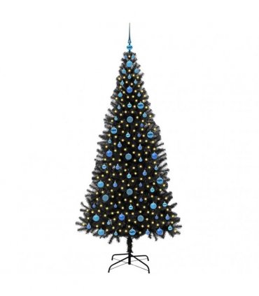 vidaXL Christmas Tree with LED Light Black 210 cm PVC and Steel