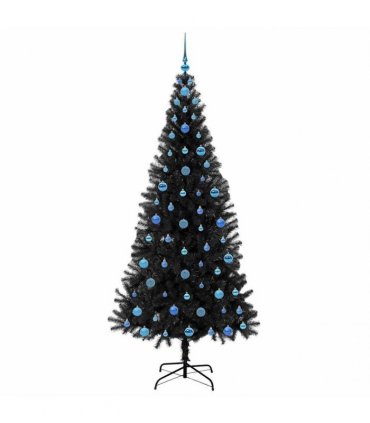 vidaXL Christmas Tree with LED Light Black 210 cm PVC and Steel