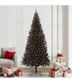 vidaXL Christmas Tree with LED Light Black 240 cm PVC and Steel