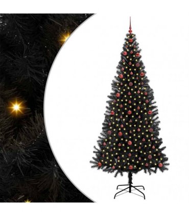 vidaXL Christmas Tree with LED Light Black 240 cm PVC and Steel