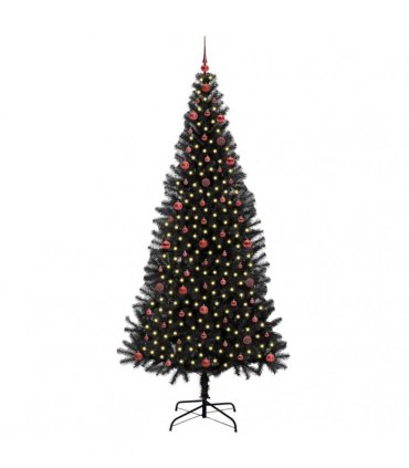 vidaXL Christmas Tree with LED Light Black 240 cm PVC and Steel
