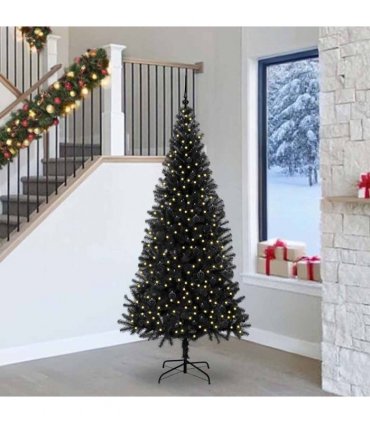 vidaXL Christmas Tree with LED Light Black 240 cm PVC and Steel