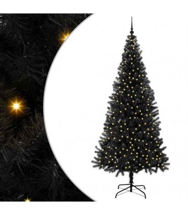 vidaXL Christmas Tree with LED Light Black 240 cm PVC and Steel