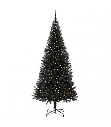 vidaXL Christmas Tree with LED Light Black 240 cm PVC and Steel