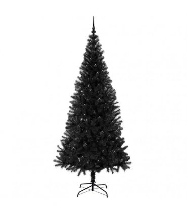 vidaXL Christmas Tree with LED Light Black 240 cm PVC and Steel