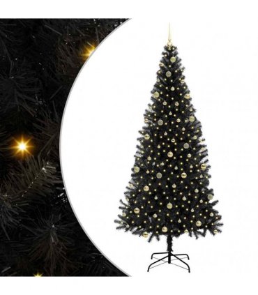 vidaXL Christmas Tree with LED Light Black 240 cm PVC and Steel
