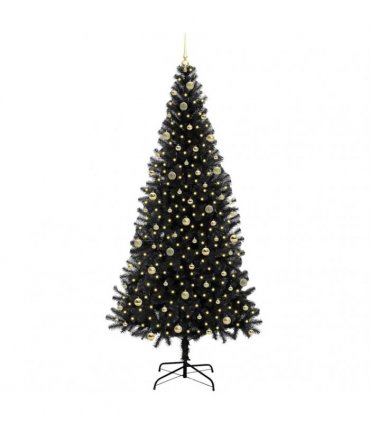 vidaXL Christmas Tree with LED Light Black 240 cm PVC and Steel