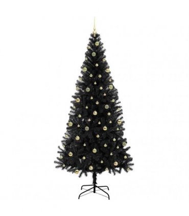 vidaXL Christmas Tree with LED Light Black 240 cm PVC and Steel