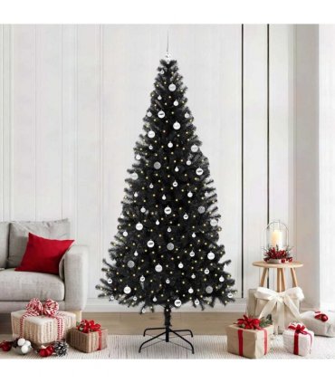vidaXL Christmas Tree with LED Light Black 240 cm PVC and Steel