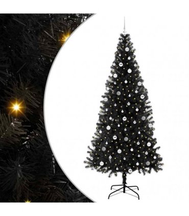 vidaXL Christmas Tree with LED Light Black 240 cm PVC and Steel