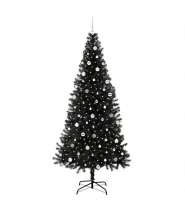 vidaXL Christmas Tree with LED Light Black 240 cm PVC and Steel