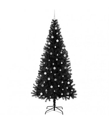 vidaXL Christmas Tree with LED Light Black 240 cm PVC and Steel