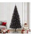 vidaXL Christmas Tree with LED Light Black 240 cm PVC and Steel
