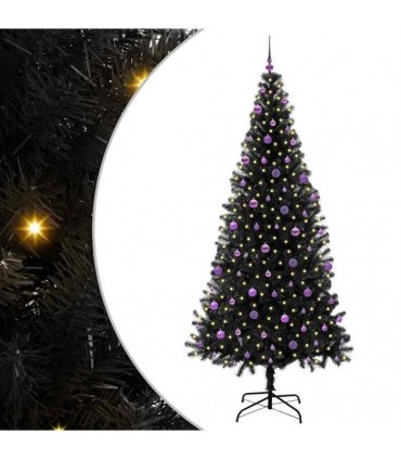 vidaXL Christmas Tree with LED Light Black 240 cm PVC and Steel