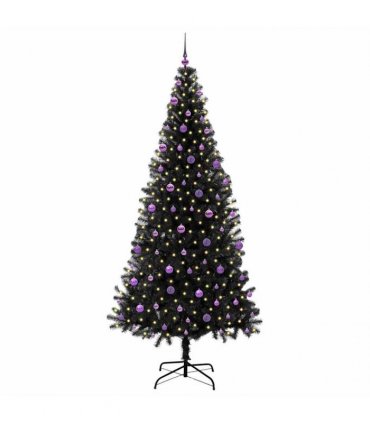 vidaXL Christmas Tree with LED Light Black 240 cm PVC and Steel