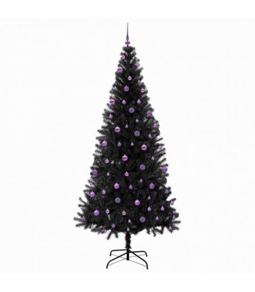 vidaXL Christmas Tree with LED Light Black 240 cm PVC and Steel