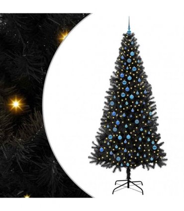 vidaXL Christmas Tree with LED Light Black 240 cm PVC and Steel