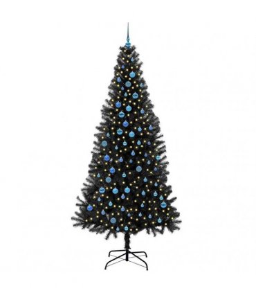 vidaXL Christmas Tree with LED Light Black 240 cm PVC and Steel