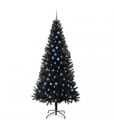 vidaXL Christmas Tree with LED Light Black 240 cm PVC and Steel