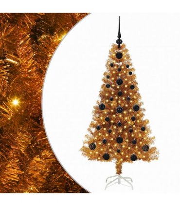 vidaXL Christmas Tree with LED Light Gold 120 cm PET and Steel