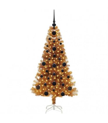 vidaXL Christmas Tree with LED Light Gold 120 cm PET and Steel