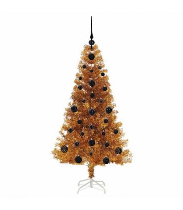 vidaXL Christmas Tree with LED Light Gold 120 cm PET and Steel