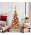 vidaXL Christmas Tree with LED Light Gold 120 cm PET and Steel