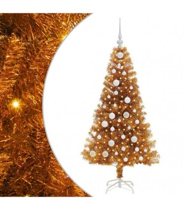 vidaXL Christmas Tree with LED Light Gold 120 cm PET and Steel