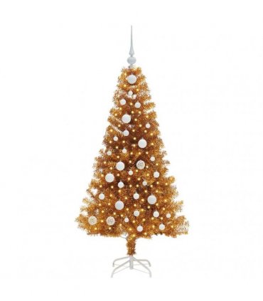 vidaXL Christmas Tree with LED Light Gold 120 cm PET and Steel
